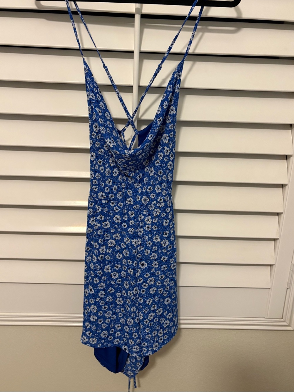 Blue Floral Strappy Slip Romper